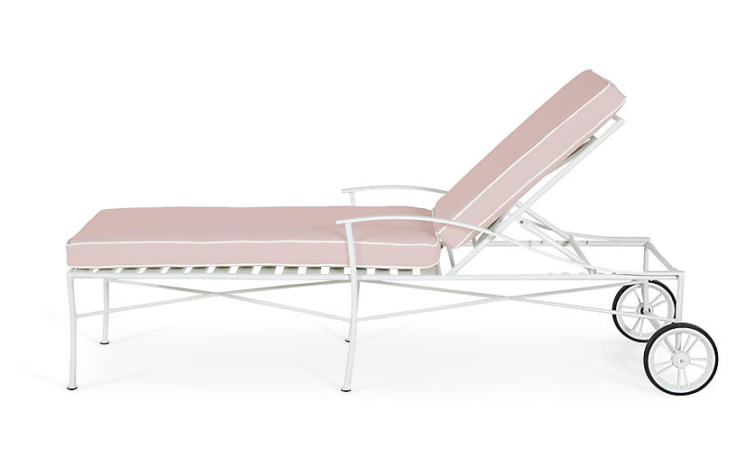 transat, en, fer, forge, chaise, longue