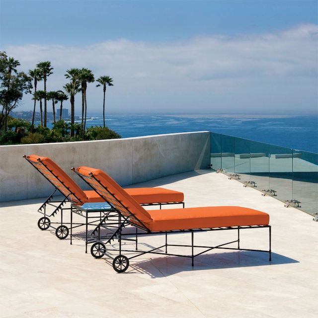 transat, en, fer, forge, chaise, longue