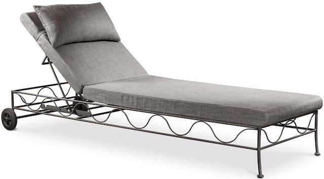 transat, en, fer, forge, chaise, longue