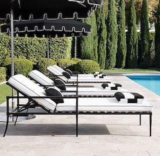 transat, en, fer, forge, chaise, longue