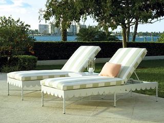 transat, en, fer, forge, chaise, longue