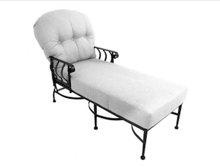 transat, en, fer, forge, chaise, longue