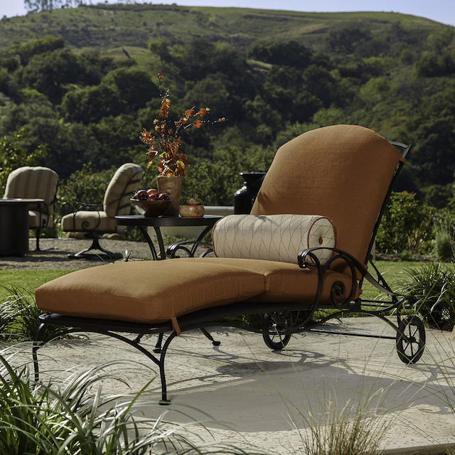 transat, en, fer, forge, chaise, longue