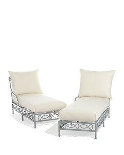 transat, en, fer, forge, chaise, longue