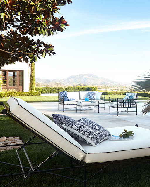 transat, en, fer, forge, chaise, longue