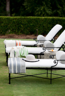 transat, en, fer, forge, chaise, longue