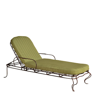 transat, en, fer, forge, chaise, longue