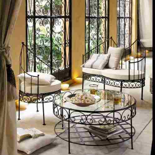 salon, de, jardin, en, fer, forg&eacute;, maroc, mobilier, de, jardin 